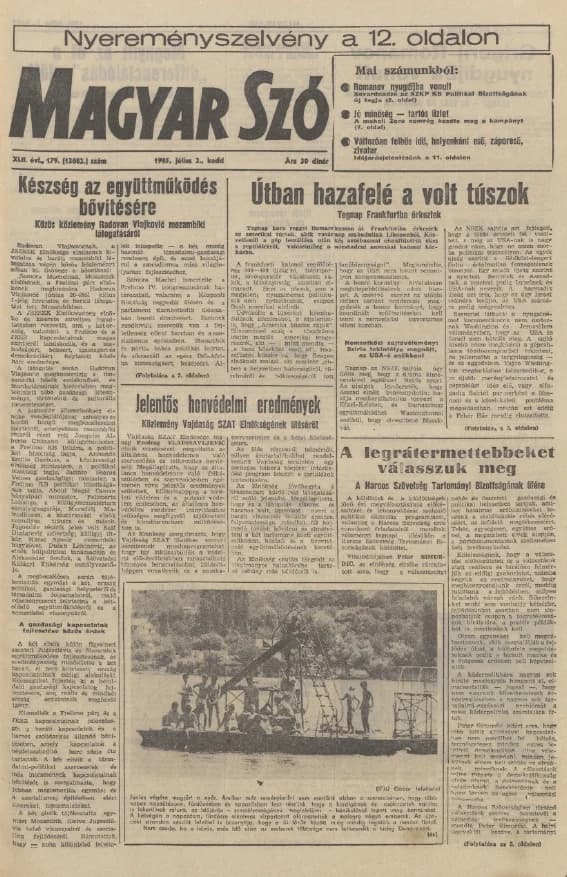 Magyar Szó, 42. évf. 1985. július 2. 179. sz. 1–20. oldal