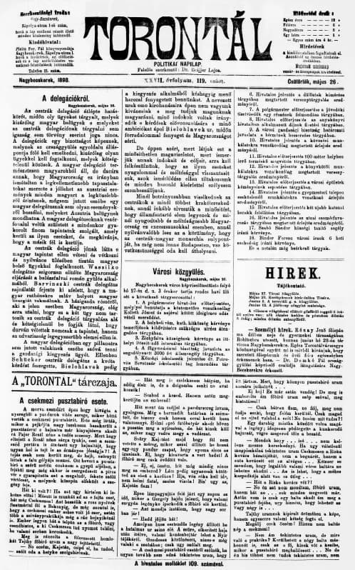 Torontál, 27. évf. 1898. május 26. 119. sz.