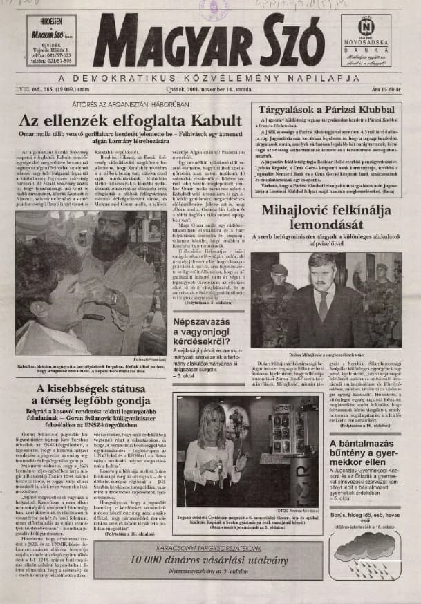 Magyar Szó, 58. évf. 2001. november 14. 263. sz. 1–16. oldal