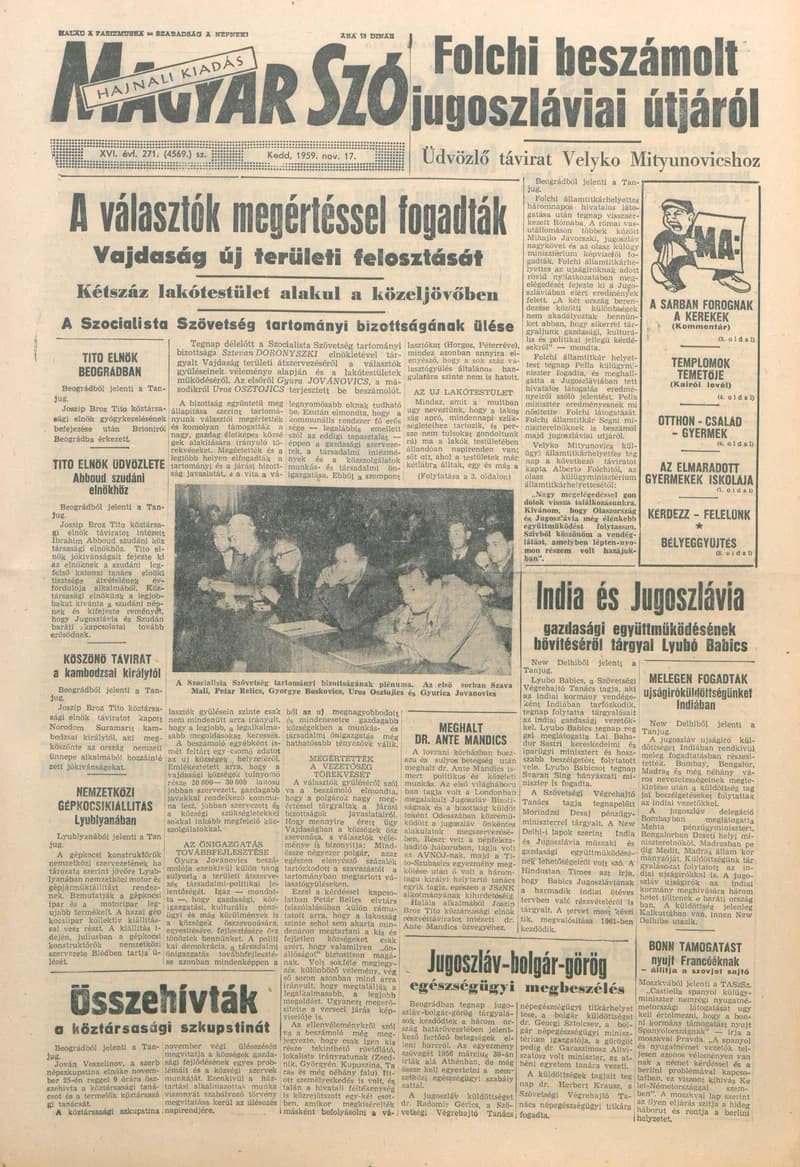 Magyar Szó, 16. évf. 1959. november 17. 271. sz. 1–20. oldal