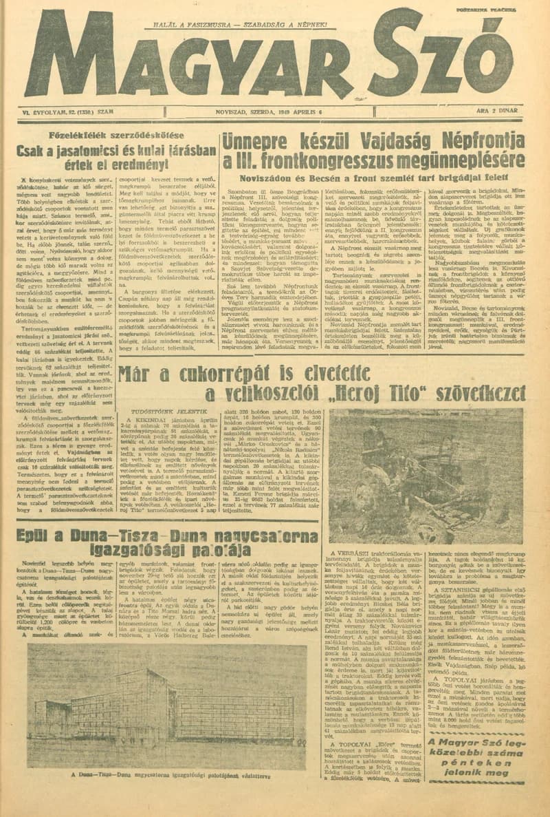 Magyar Szó, 6. évf. 1949. április 6. 82. sz. 1–6. oldal