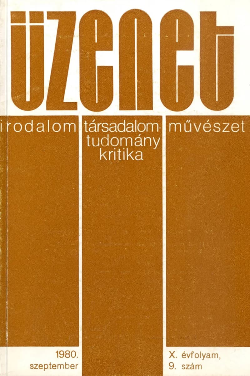 Üzenet, 13. évf. 1983. szeptember. 9. sz. 423–484. oldal
