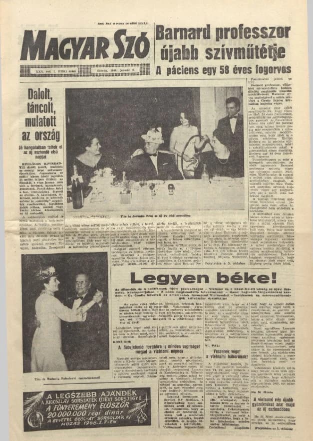 Magyar Szó, 25. évf. 1968. január 3. 1. sz. 1–16. oldal