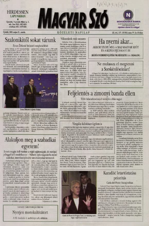 Magyar Szó, 60. évf. 2003. május 21. 118. sz. 1–16. oldal
