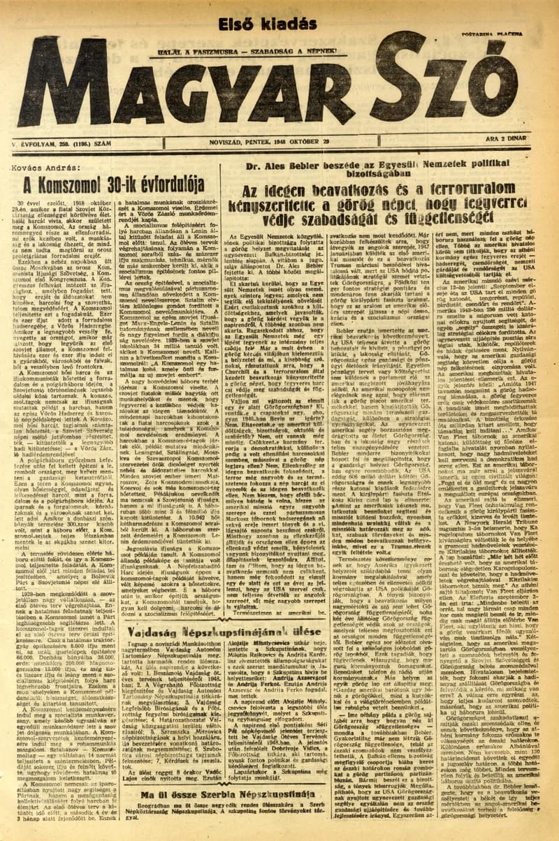 Magyar Szó, 5. évf. 1948. október 29. 259. sz. 1–8. oldal
