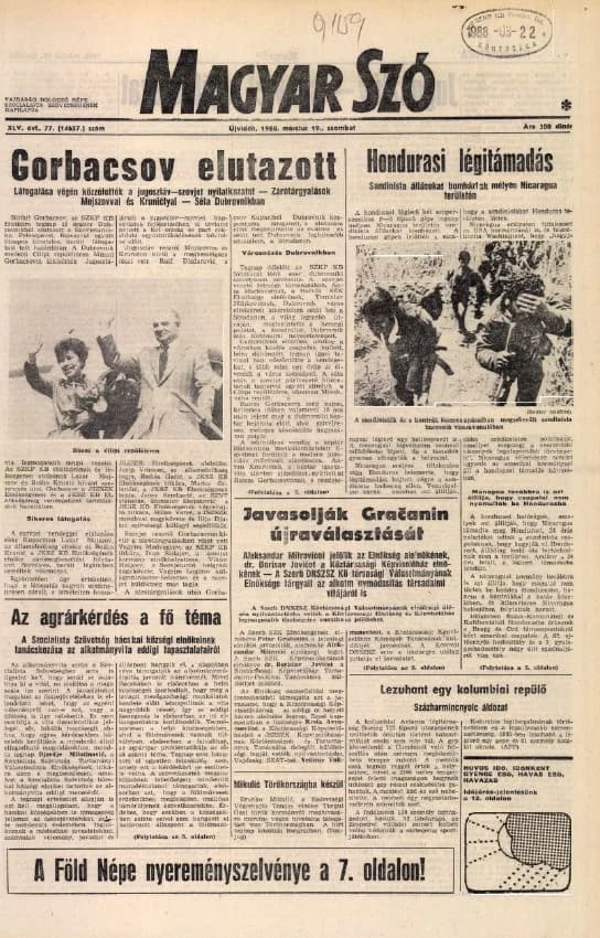Magyar Szó, 45. évf. 1988. március 19. 77. sz. 1–24. oldal