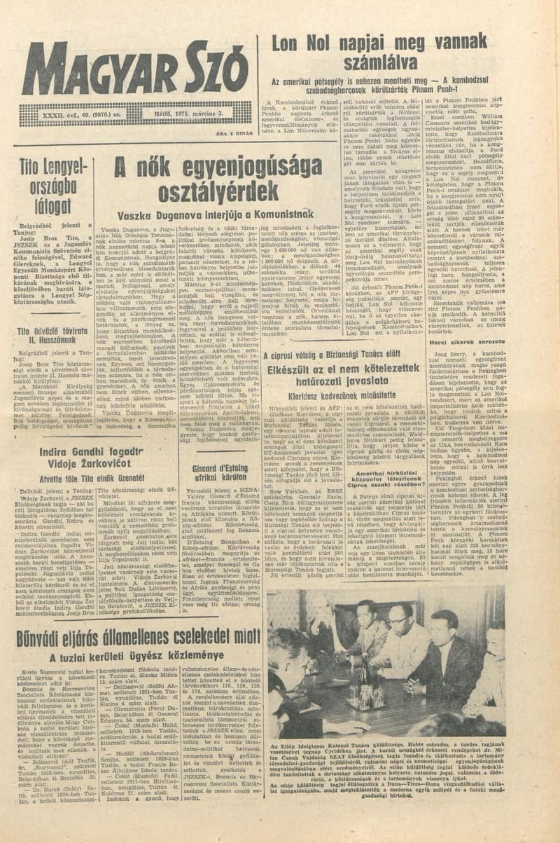 Magyar Szó, 32. évf. 1975. március 3. 60. sz.