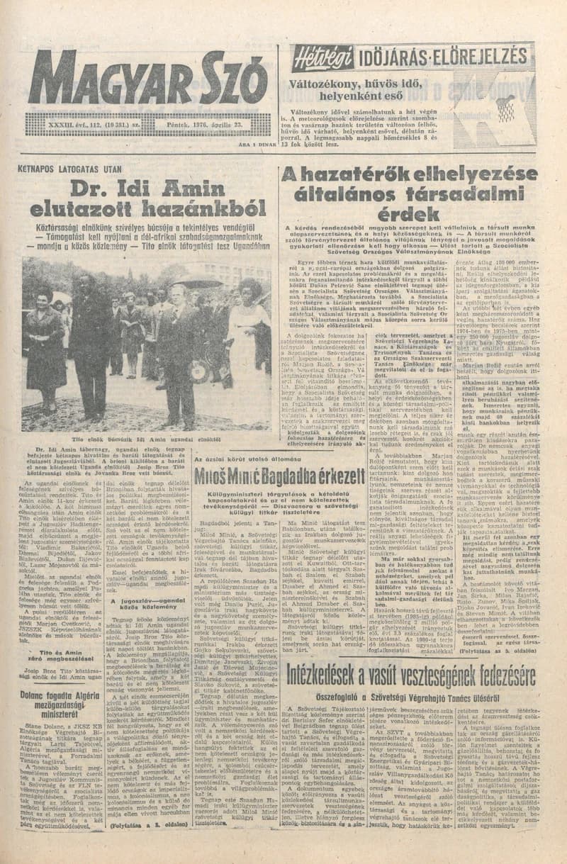 Magyar Szó, 33. évf. 1976. április 23. 112. sz. 1–16. oldal