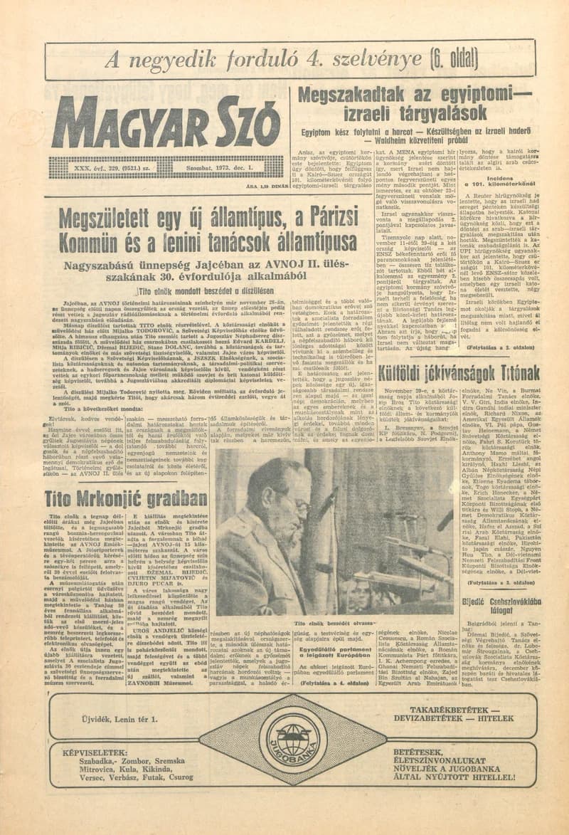Magyar Szó, 30. évf. 1973. december 1. 329. sz.