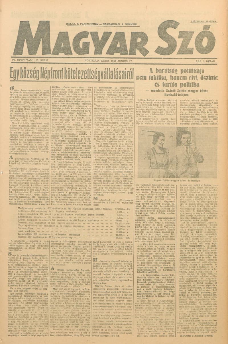 Magyar Szó, 4. évf. 1947. június 17. 151. sz. 1–6. oldal