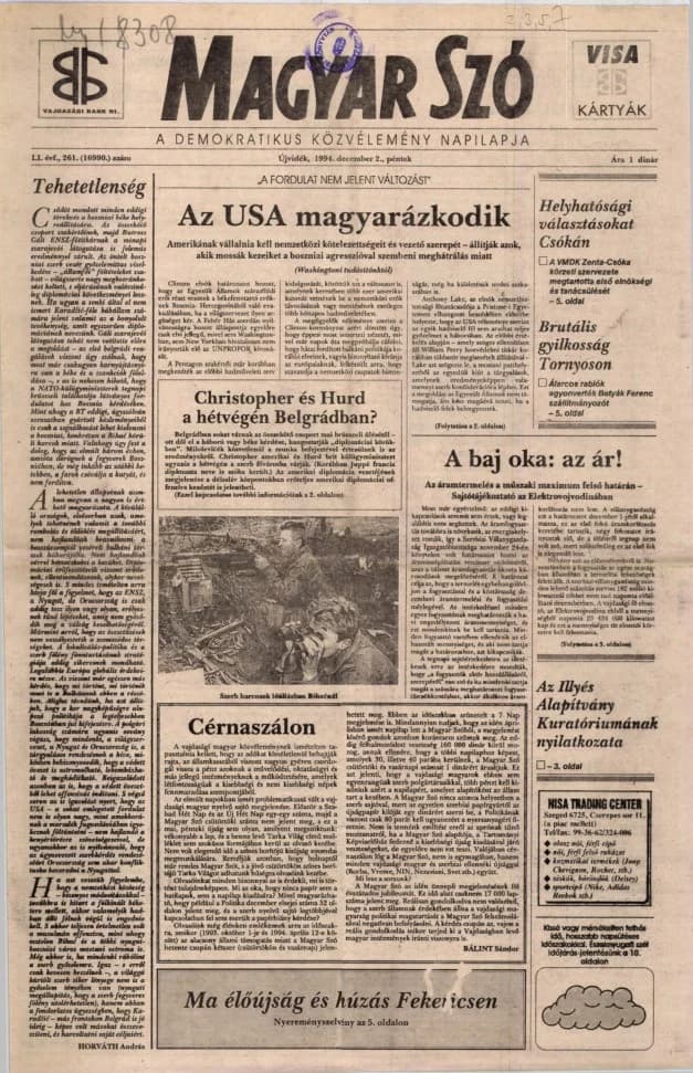 Magyar Szó, 51. évf. 1994. december 2. 261. sz. 1–16. oldal