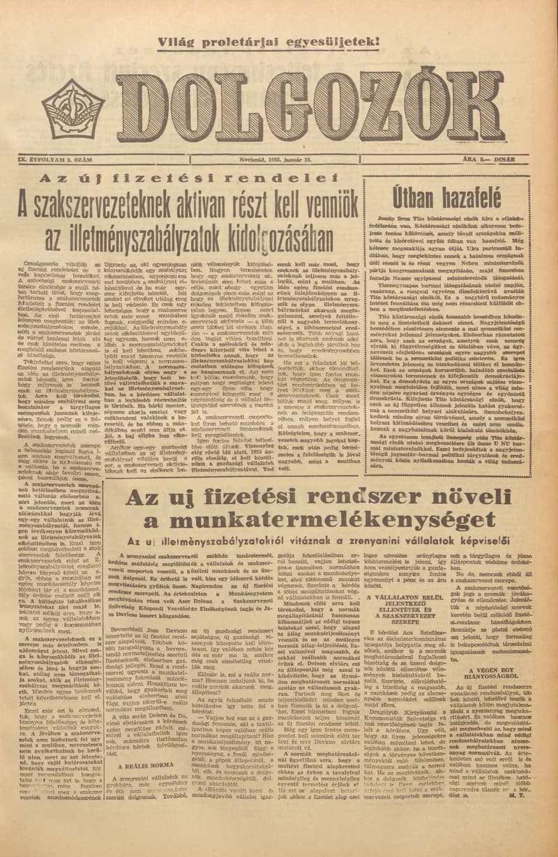Dolgozók, 9. évf. 1955. január 18. 3. sz.
