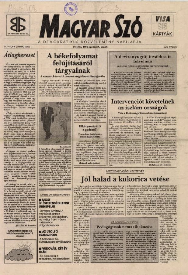 Magyar Szó, 51. évf. 1994. április 29. 80. sz. 1–16. oldal