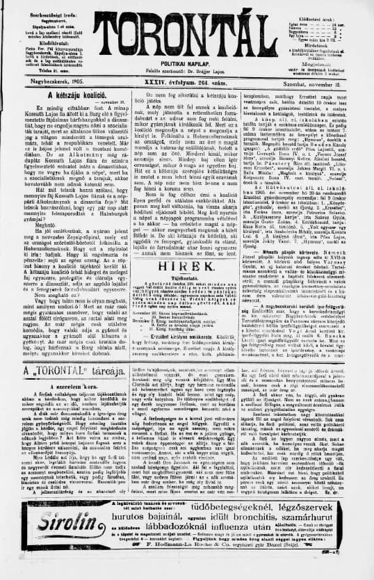 Torontál, 34. évf. 1905. november 18. 264. sz.
