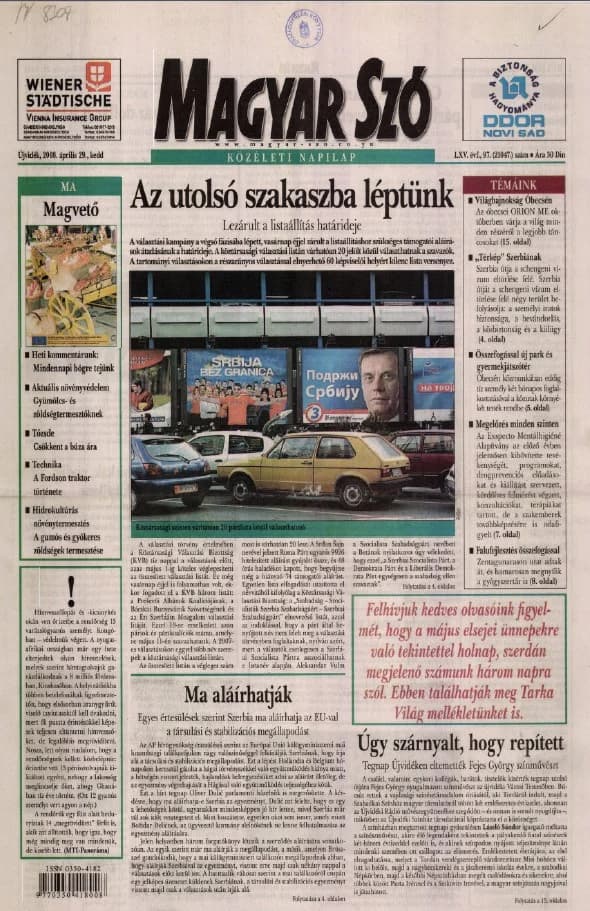 Magyar Szó, 65. évf. 2008. április 29. 97. sz. 1–12. oldal