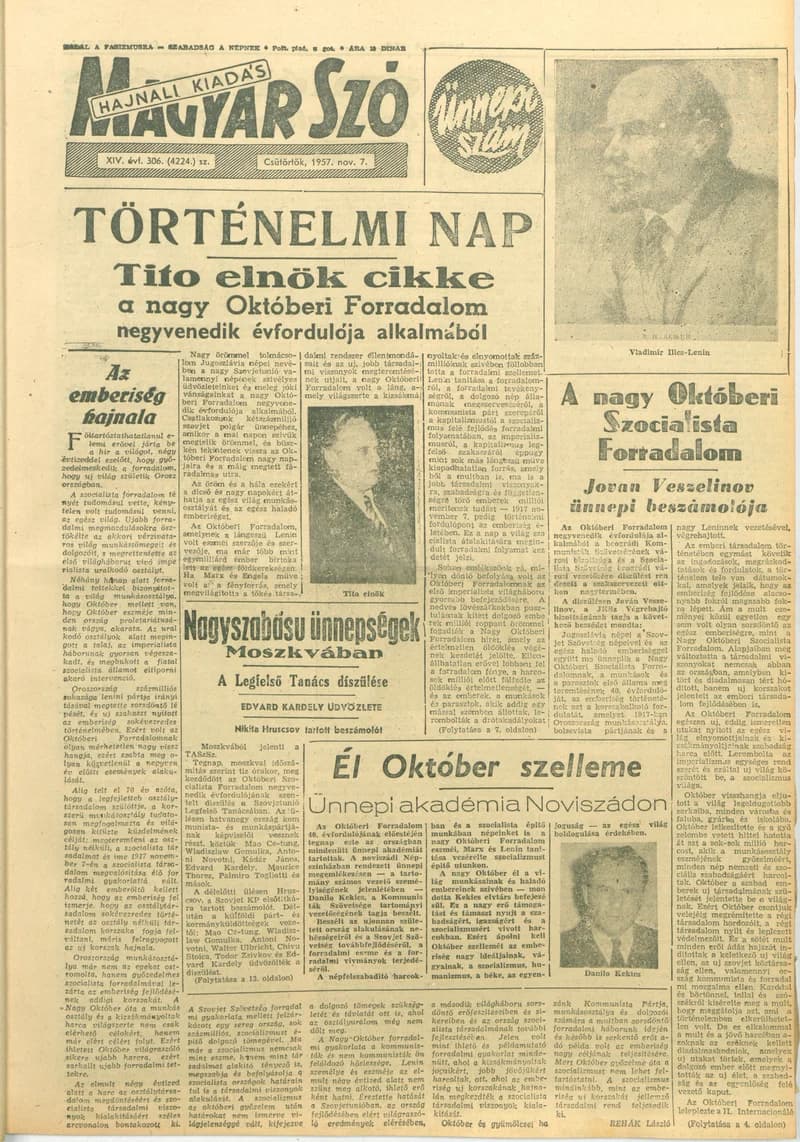 Magyar Szó, 14. évf. 1957. november 7. 306. sz. 1–20. oldal