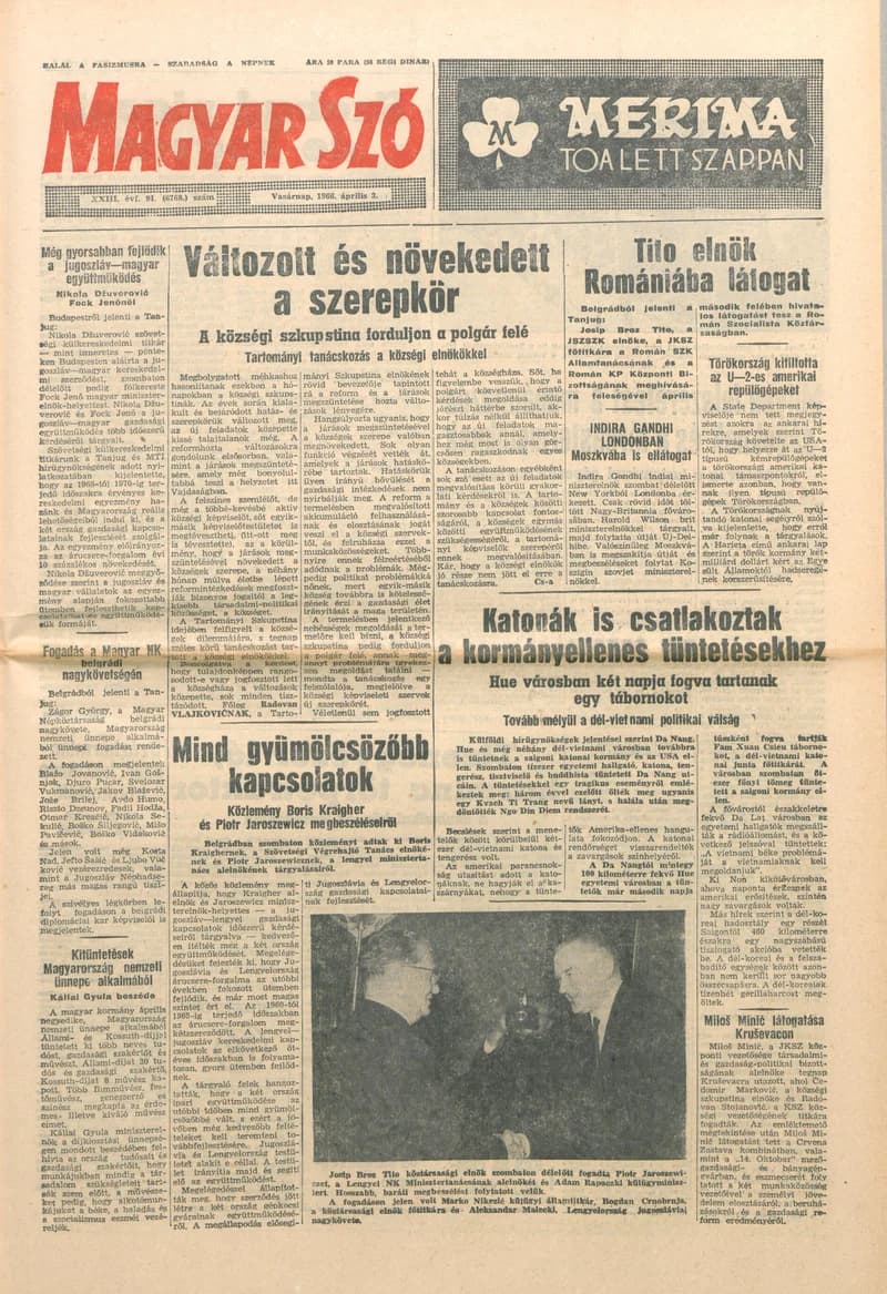 Magyar Szó, 23. évf. 1966. április 3. 91. sz.