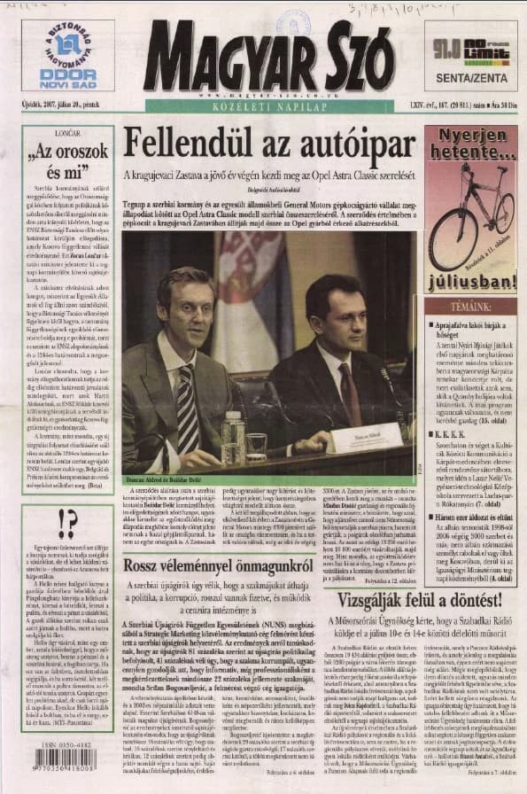 Magyar Szó, 64. évf. 2007. július 20. 167. sz. 1–20. oldal