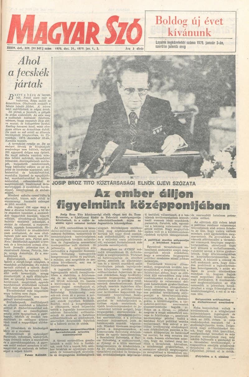 Magyar Szó, 35. évf. 1978. december 31. – 1979. január 2. 359. sz. 1–40. oldal