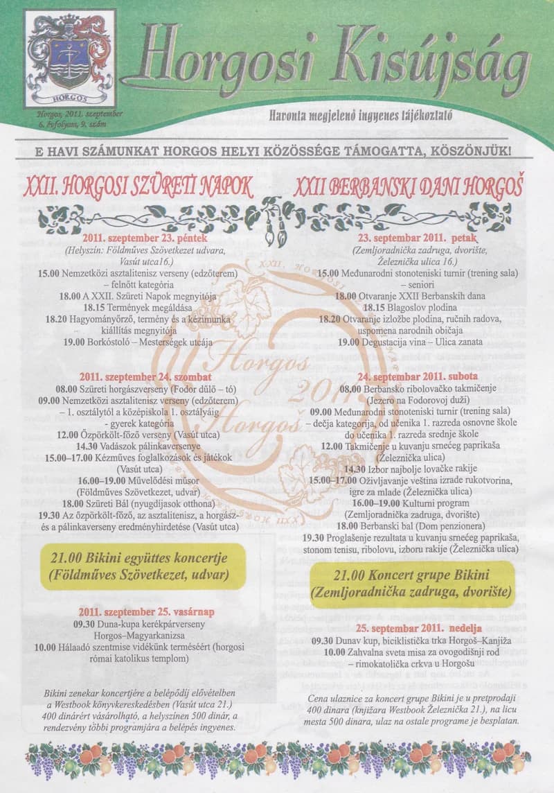 Horgosi Kisújság, 6. évf. 2011. szeptember. 9. sz.