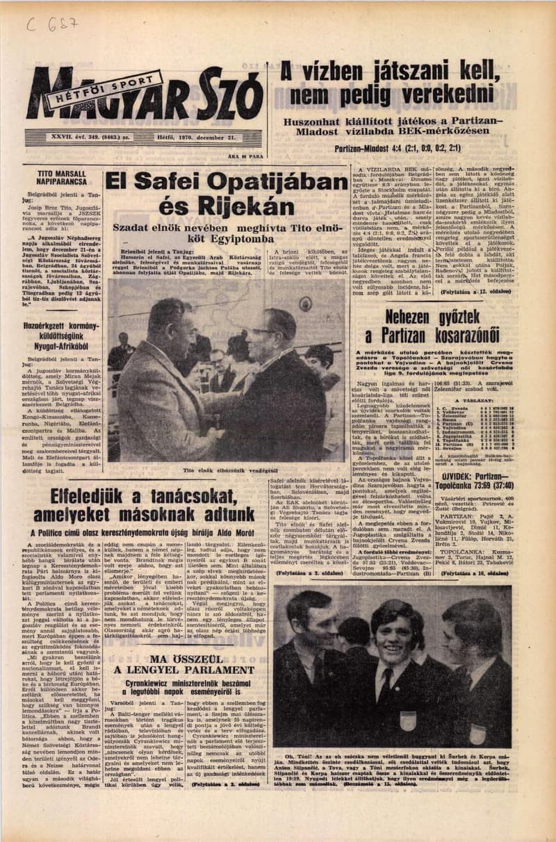 Magyar Szó, 27. évf. 1970. december 21. 349. sz. 1–16. oldal