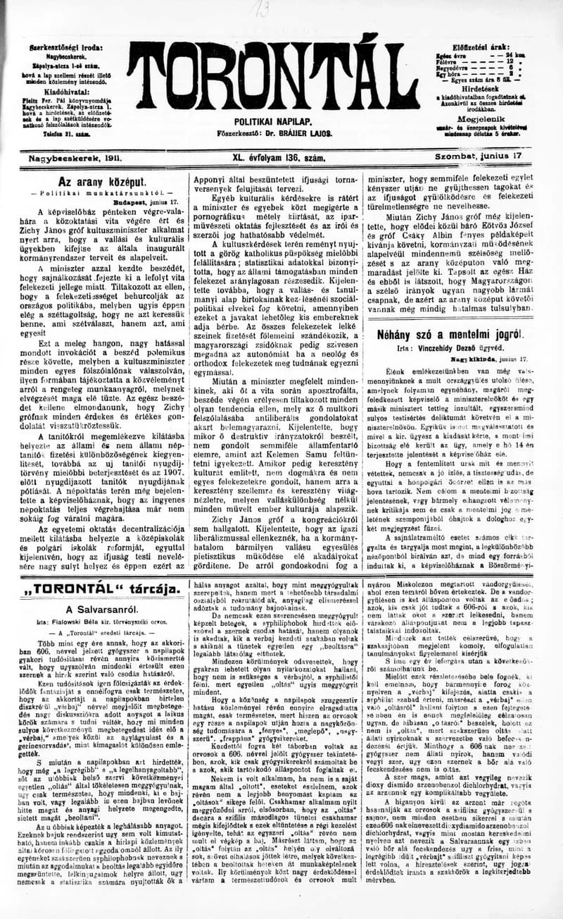 Torontál, 40. évf. 1911. június 17. 136. sz.