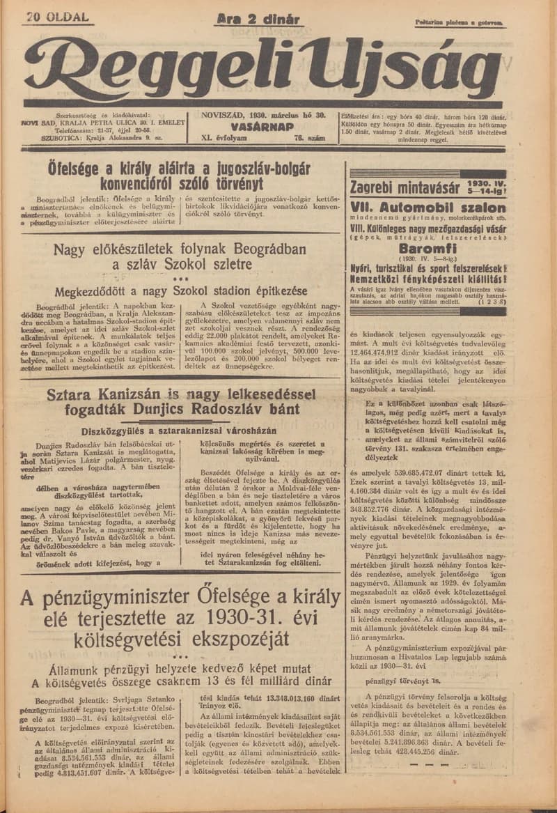 Reggeli Újság, 11. évf. 1930. március 30. 76. sz.