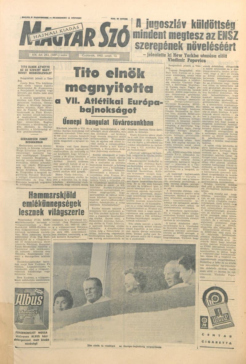 Magyar Szó, 19. évf. 1962. szeptember 13. 253. sz. 1–12. oldal