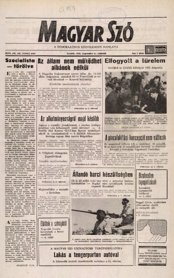 Magyar Szó, 47. évf. 1990. szeptember 6. 245. sz. 1–16. oldal
