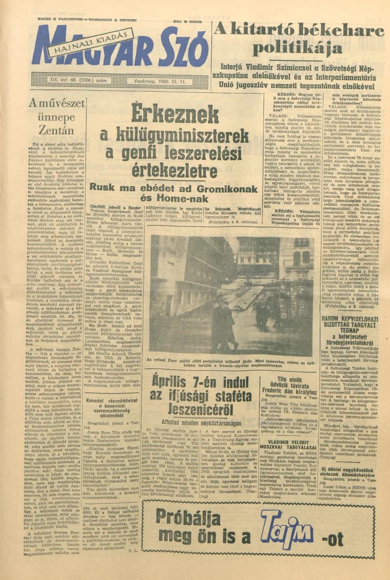 Magyar Szó, 19. évf. 1962. március 11. 68. sz. 1–24. oldal