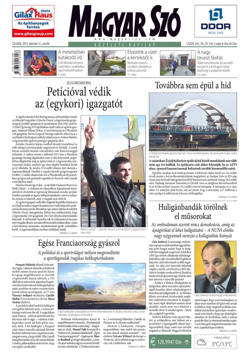 Magyar Szó, 72. évf. 2015. március 11. 56. sz. 1–16. oldal
