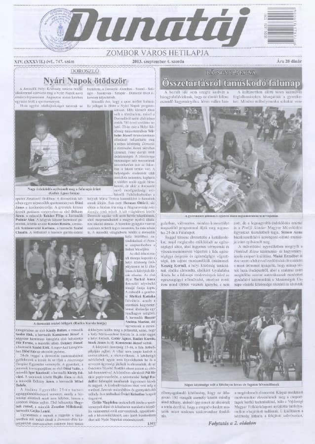 Dunatáj, 15. évf. 2013. szeptember 4. 747. sz.