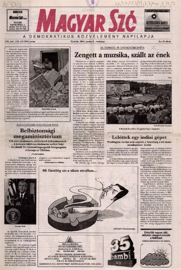 Magyar Szó, 59. évf. 2002. június 9. 133. sz. 1–28. oldal
