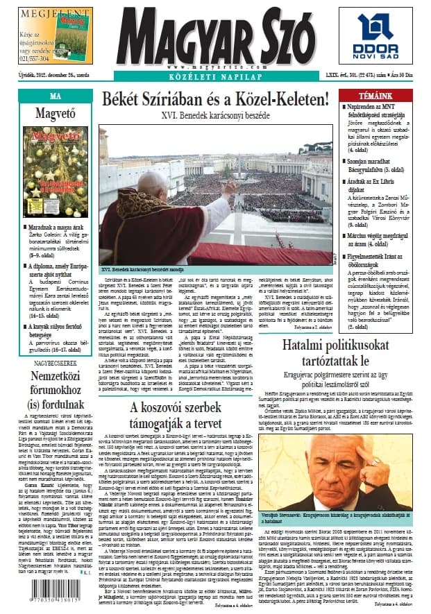 Magyar Szó, 69. évf. 2012. december 26. 301. sz. 1–20. oldal
