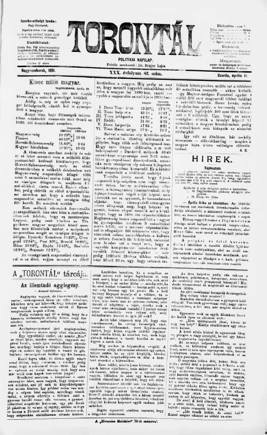 Torontál, 30. évf. 1901. április 10. 82. sz.