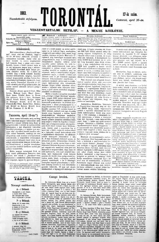Torontál, 12. évf. 1883. április 26. 17. sz.