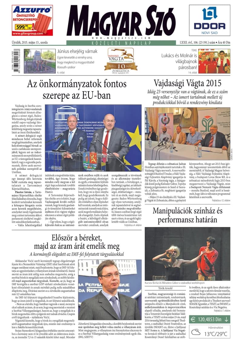 Magyar Szó, 72. évf. 2015. május 13. 106. sz. 1–16. oldal