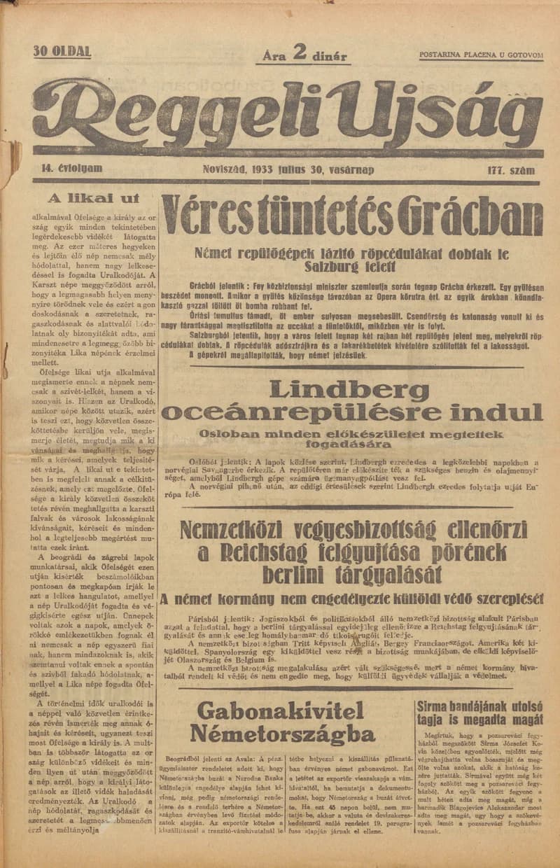 Reggeli Újság, 14. évf. 1933. július 30. 177. sz.