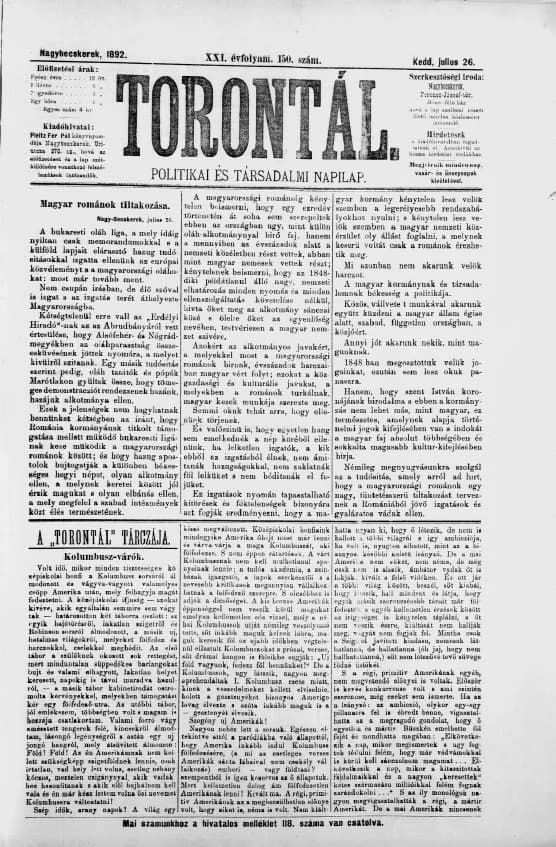 Torontál, 21. évf. 1892. július 26. 150. sz.