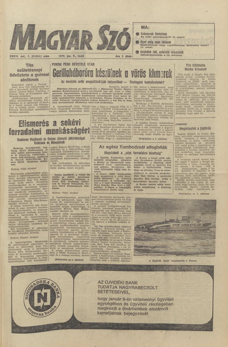 Magyar Szó, 36. évf. 1979. január 9. 7. sz. 1–20. oldal