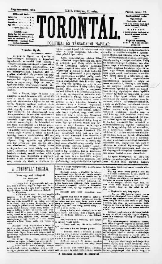 Torontál, 24. évf. 1895. január 25. 21. sz.