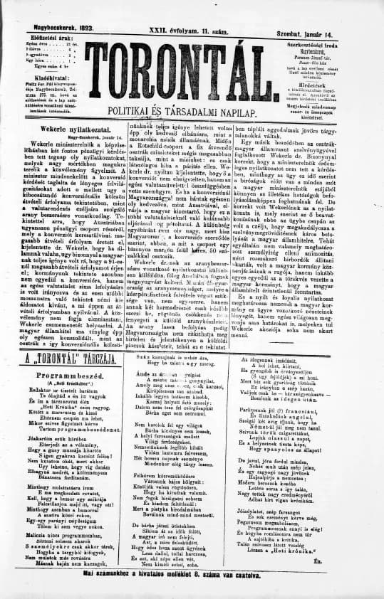 Torontál, 22. évf. 1893. január 14. 11. sz.