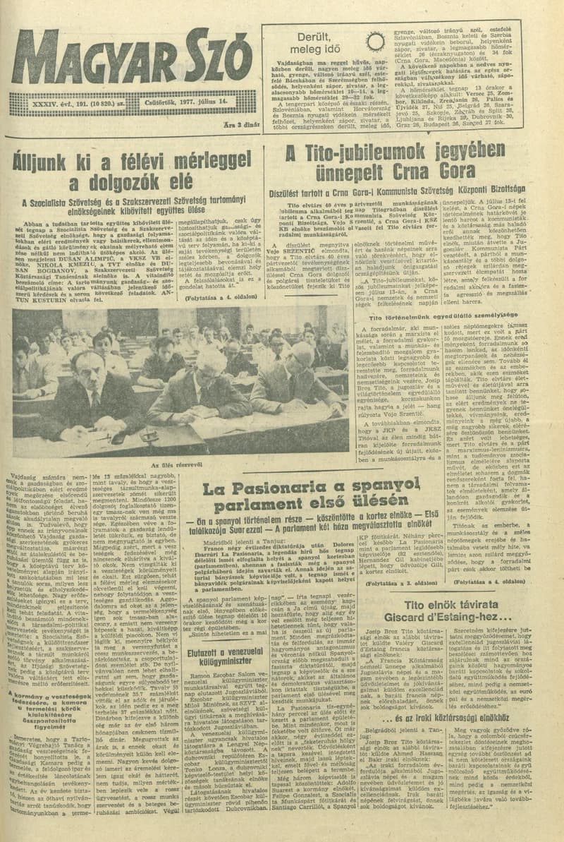 Magyar Szó, 34. évf. 1977. július 14. 191. sz.