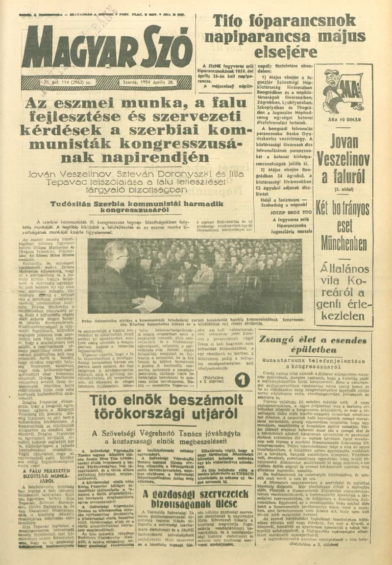Magyar Szó, 11. évf. 1954. április 28. 114. sz. 1–8. oldal