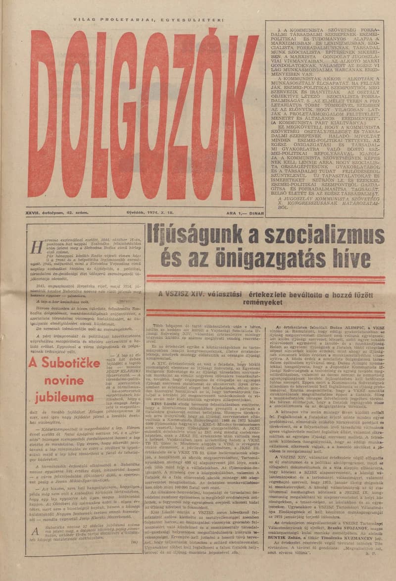 Dolgozók, 28. évf. 1974. október 18. 42. sz.