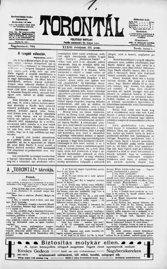 Torontál, 33. évf. 1904. június 1. 124. sz.