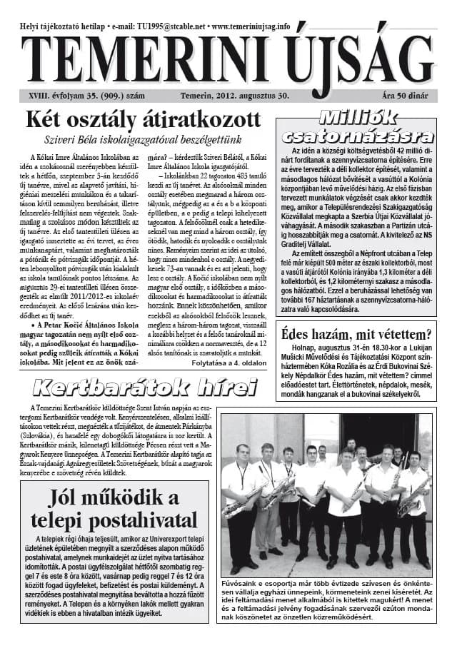 Temerini Újság, 18. évf. 2012. augusztus 30. 35. sz.