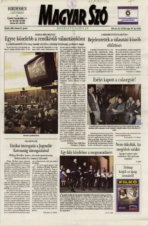 Magyar Szó, 61. évf. 2004. február 13. 35. sz. 1–20. oldal