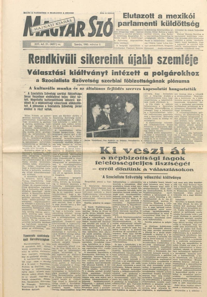 Magyar Szó, 17. évf. 1960. március 2. 51. sz. 1–22. oldal