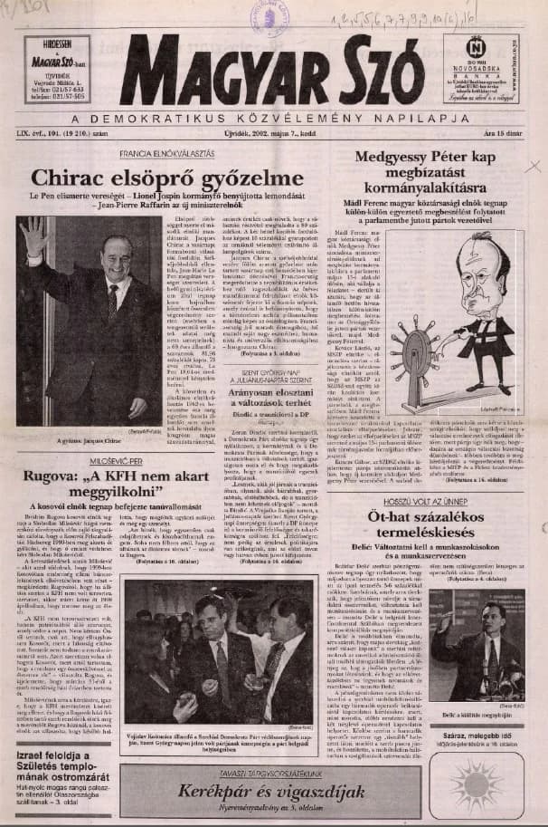 Magyar Szó, 59. évf. 2002. május 7. 104. sz. 1–16. oldal